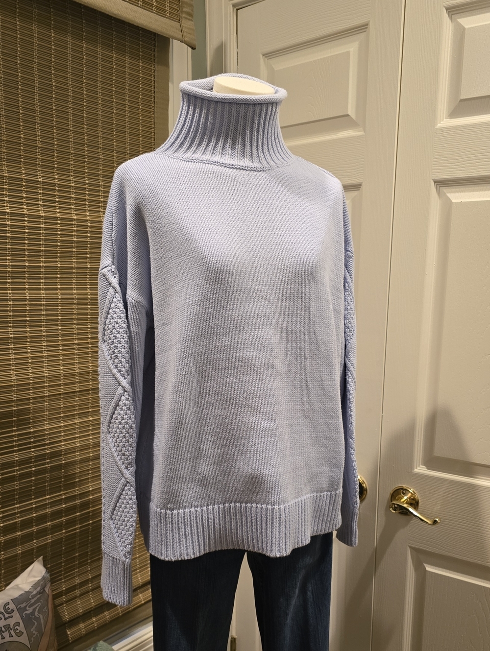 Talbots Haven Light Blue Knit Turtleneck Sweater